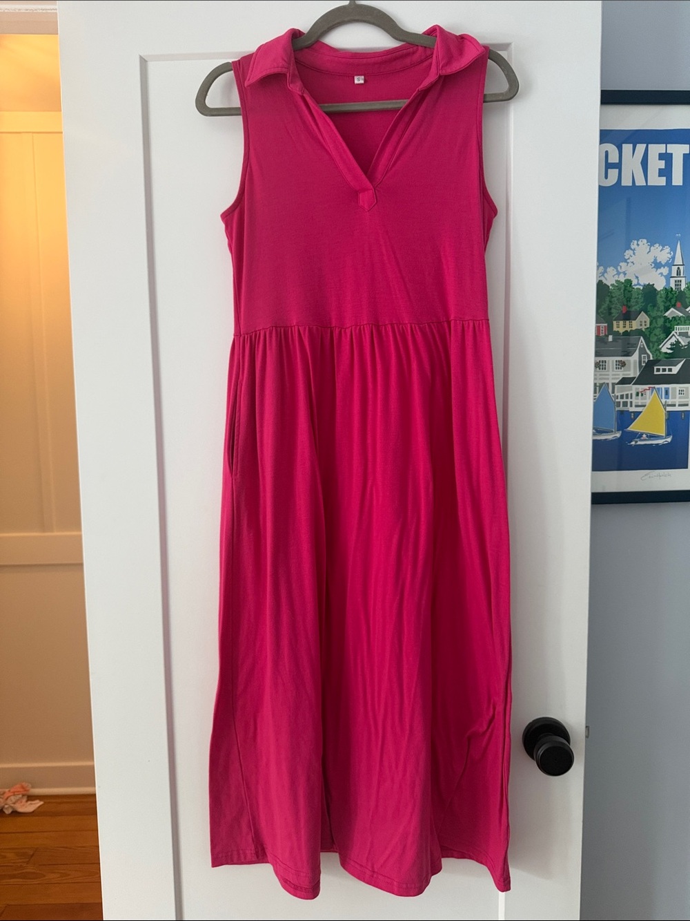 Sleeveless Pink Hooded Midi Dress
